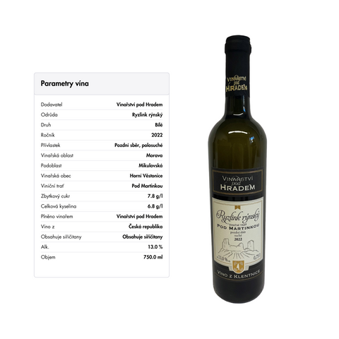 Degustační set vín | Vinařství pod Hradem | 6x0,75L
